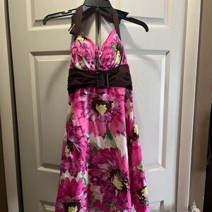 City Triangle juniors halter floral dress Y2K